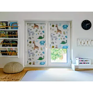 Seitenzugrollo Thermo Klemmfix-Rollo mit Motiv Zoo (B 125 x H 150)