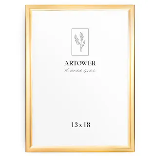 Artower® Bilderrahmen Gold Metall Dünner Rahmen für 13 x 18 cm | Posterrahmen Groß Collage | Picture Frame Metal 13x18 cm | Aluminium Schmal Bilderrahmen | Gold Poster Rahmen