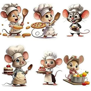 6Pcs Niedliche Maus Wandtattoo Küche Selbstklebend (White-2) | Wasserdichte Wandsticker Küche & Kühlschrank Aufkleber, Lustige Wandtattoos für Esszimmer und Badezimmer, Kreative Wanddeko