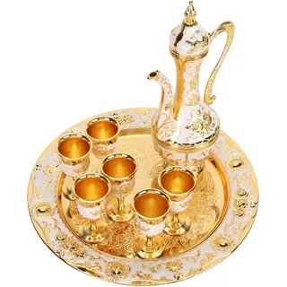 Vintage Kaffeekannen-Set,Metall-Kaffeekannen-Set,Metall-Teekannen-Set,Kaffeekanne mit 6 Kaffeetassen,Türkisches Kaffeekannen-Set,Kaffeekannen-Set