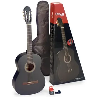 Stagg C440 Klassische Gitarre – schwarz matt, inkl. Tasche u. Stimmgerät