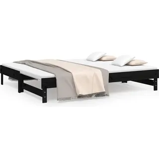 vidaXL Tagesbett Ausziehbar Schwarz 2x(80x200) cm Massivholz Kiefer - Schwarz