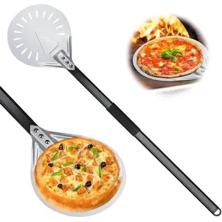 Pizzaschaufel 8 Zoll mit langem Griff aus Aluminiumlegierung – Hochwertige, perforierte Pizzaschaufel aus Aluminium (80 cm) für Brot, Kuchen und selbstgebackene Speisen – Harteloxierte Pizzaschaufel