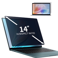 DEJIMAX Laptop Sichtschutz 14 Zoll Seitenverhältnis 16:9, Anti-Blaulicht und Blendschutz, Privacy Filter schnelle Befestigung, Notebook Sichtschutz Folie Kompatibel mit Lenovo/HP/Dell/Samsung/Asus