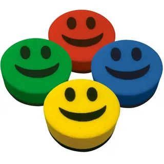 Liderpapel Whiteboard-Radierer, rund, 5 cm Durchmesser, magnetisch, Smiley, Mehrfarbig Zufall