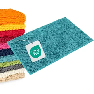 WohnDirect Badematte Paris , Petrol , Textil , 50x80 cm , Oeko-Tex® Standard 100 , Heimtextilien, Badtextilien, Badematten