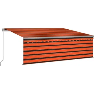 vidaXL Markise Manuell Einziehbar mit Rollo & LED 4x3 m Orange Braun - Orange