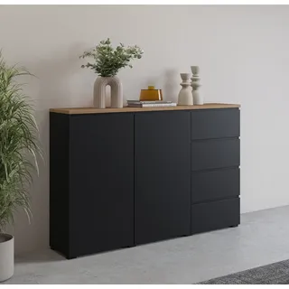 OTTO home Highboard Modo 150 x 100 x 34,5 cm Schwarz / Eiche Mauvella