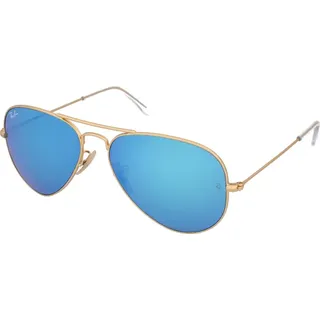 Ray-Ban AVIATOR FLASH LENSES, Erwachsener, Uni, Pilot, Gold, Nicht-polarisierte Linse, Metall - Blau