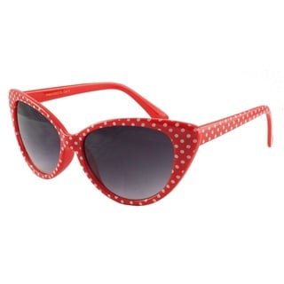 Boolavard Cateye Sonnenbrille für Damen, klassisches Vintage Retro Design mit hoher Spitze und Flügeln (Katzenauge - Rote Weiße Punkte)