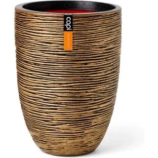 Capi Pflanzgefäß Elegant Niedrig Rib Ø 34 cm x 46 cm Gold-Schwarz