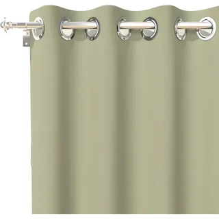 Soleil d'ockre, einfarbiger, knitterfreier Ösenvorhang, 135 x 250 cm, Alix Khaki