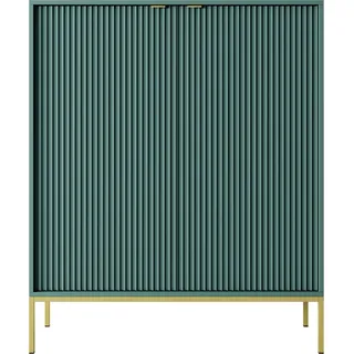 Kommode, Kommode im neuen Stil, Kommode mit Metallgriffen, dekorative Fronten, Glam-Kommode - 104 x 125 x 39 cm - Light (Türkis + Gold) - Türkis, Gold