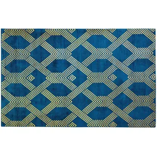 Beliani Kurzflor-Teppich Vekse 200/140 cm , Blau , Naturmaterialen , Grafikmuster , Rechteckig , 140x200 cm , Teppiche und Böden, Teppiche, Orientteppiche