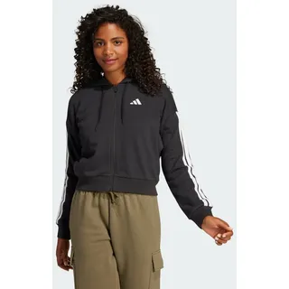 adidas Essentials 3-Stripes French Terry Full Zip Hoodie, Black/White, M