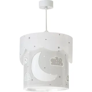 Dalber Lampe kinderzimmer, kinderlampe Pendelleuchte Hängelampe, Deckenleuchte Kinder, Deckenlampe kinderzimmer Moon Mond und Sterne Grau, 61232E, E27