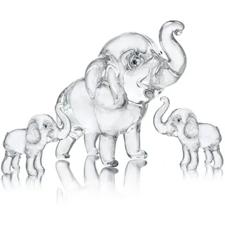 HDCRYSTALGIFTS Set mit 3 Stück, Mutter und Zwei Babys, Elefant, Sammelfiguren, Glückskristall, Briefbeschwerer, Ornament, Heimdekoration, Tischdekoration, Einweihungsgeschenk