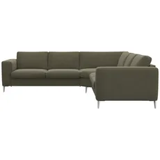 FLEXLUX Ecksofa »Fiore«, breite Armlehnen, Kaltschaum, Füße Alu, grün