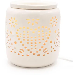 Duftlampe , Weiß , Keramik , 14.5x22x14.5 cm , Dekoration, Raumdüfte