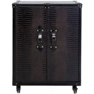 Kare Design Barschrank Globetrotter, Braun, Rollbar, Stauraum, Glashalter, Hausbar, Vintage, Wohnzimmer, Esszimmer, 92x66x45 cm (H/B/T)
