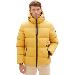 TOM TAILOR Herren 1037350 Recycled Down Puffer-Jacke mit Abnehmbarer Kapuze, 10533-golden Fall, S