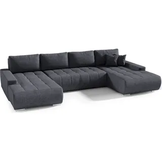 FEDVE Ecksofa Big Sofa Eckcouch mit Schlaffunktion DHAKA U Form Couch Sofagarnitur - Dunkelgrau