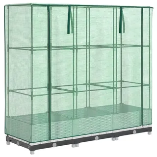 vidaXL Hochbeet mit Gewächshaus-Aufsatz Rattan-Optik Weiß 120 x 123 x 40 cm