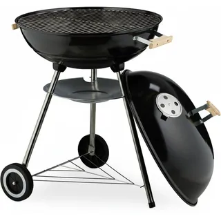 Relaxdays Kugelgrill Stahl Schwarz XL Fahrbar mit Deckel 94 cm x 57 cm x 68 cm 6,8 kg