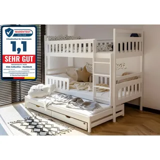 Kids Collective Etagenbett 90 x 200 cm Kiefer massiv weiß