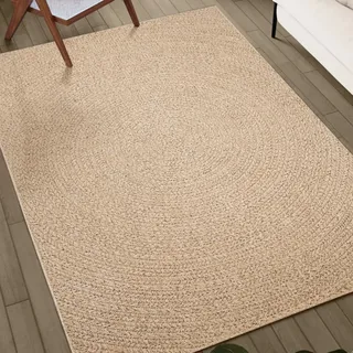 vidaXL Teppich ZIZUR 200x200 cm Jute-Optik Indoor und Outdoor - Braun