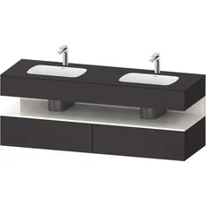 Duravit Qatego Einbauwaschtisch mit Konsolenwaschtischunterbau, 1600x550x600mm, Nische Weiß Hochglanz, Doppelwaschtisch, QA4797022, Farbe: Graphit Supermatt/mit Nischenbeleuchtung