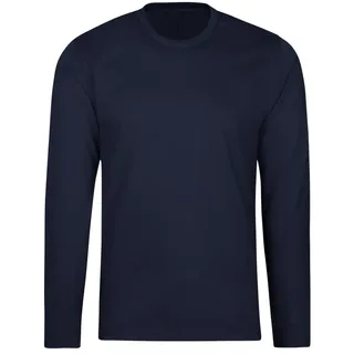 T-Shirt TRIGEMA "TRIGEMA Langarmshirt aus 100% Baumwolle", Damen, Gr. S, blau (navy), Single Jersey, 100% Baumwolle, Basic, lang, Rundhals, Shirts T-Shirt
