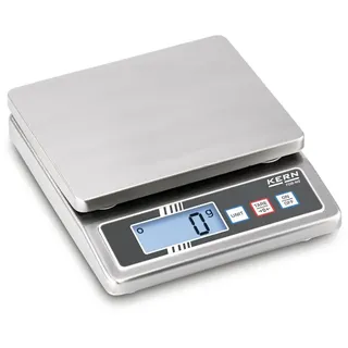 KERN Edelstahl Tischwaage FOB 0.5K-4NS (Wägebereich max. 0,5 kg, Ablesbarkeit 0,1 g, Silber, Flach, Batteriebetrieb, IP65)