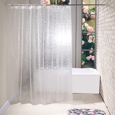 BSTT Duschvorhänge Anti schimmel Wasserdicht PEVA 3D Wasserwürfel Dekorative Badvorhang Badezimmer Duschvorhang Für Haus und Hotel Weiß 180 x 200 cm