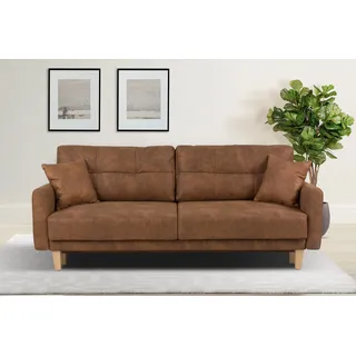 Home Affaire »TRIPLO optionale Schlafsofa mit Bettkasten, Maße B/T/H: 215/100/89 cm« Wahlweise Bettfunktion - Liegefläche 145x191 cm, Rücken-, Zierkissen,