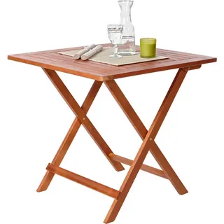 Ambia Garden Gartenklapptisch , Teakfarben , Holz , Akazie , massiv , quadratisch , X-Form , 75x72x75 cm , Fsc , klappbar , Gartenmöbel, Gartentische, Klapptische