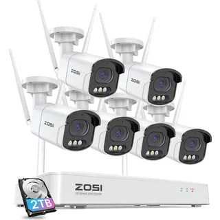 ZOSI 4MP WLAN Überwachungskamera Set Außen Weiß