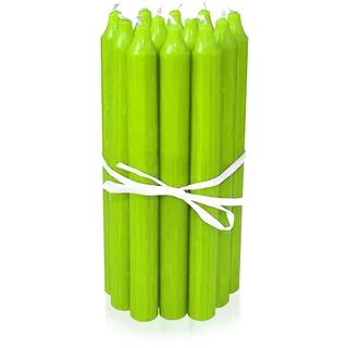 LUMELY dänische Premium Stabkerzen Limettengrün, 12er Pack, Höhe 18cm, Ø 2,2cm, Brenndauer ca. 8 Stunden, zylindrische Leuchterkerzen, Deko Kerzen Set, Kerzen Skandinavisch
