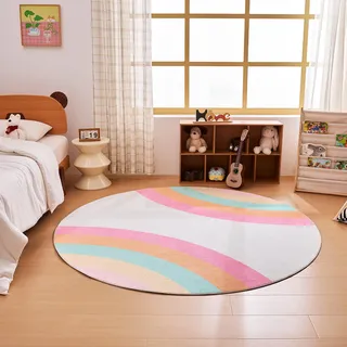 Sonive Rosa Regenbogen Teppich Kinderteppich Junge Mädchen rutschfeste Krabbelmatte für Wohnzimmer, Schlafzimmer, Kinderzimmer 200Rcm