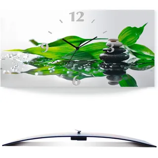 Artland Wanduhr »Spa mit Steinen und Bambus« 3D Optik gebogen, mit Quarz- oder Funkuhrwerk, versch. Größen, grün