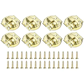 QUARKZMAN 8 Stück Hasp Schloss, 29 x 27mm Retro Box Knebelverschluss Metall Schnalle Verschlüsse Kofferverschluss mit Schrauben für Schmuckkästchen Koffer Werkzeugkasten Holzkiste, Gold