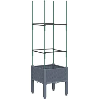 vidaXL Pflanzkübel mit Rankgitter Blaugrau 40x40x142,5 cm PP - Grau