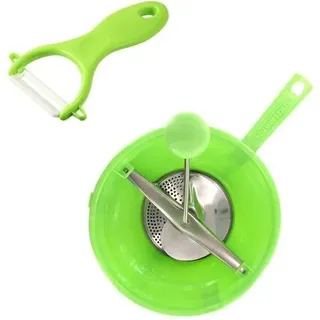 Set aus 2 Spezial-Kartoffelpüree-Utensilien mit Sparschäler und Gemüsemühle - FACKELMANN - - Grün, Gelb, Orange, Weiß