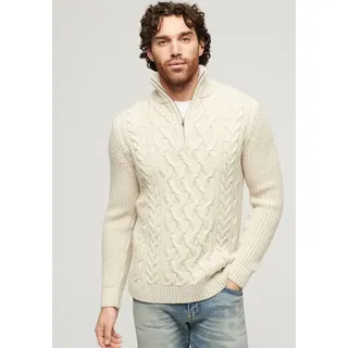 Superdry Strickpullover »Jacob Cable Knit Half Zip« Superdry Ecru M