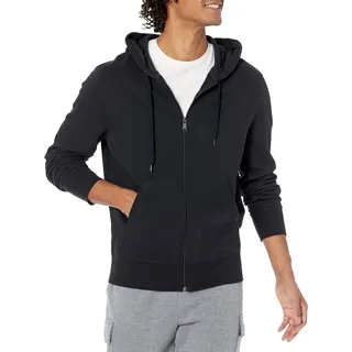 Amazon Essentials Herren Leichter French-Terry-Hoodie Mit Durchgehendem Reißverschluss Und Bequemer Passform, Schwarz, XL