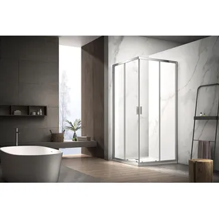 welltime Eckdusche »New Summer« Milchglas, silberfarben