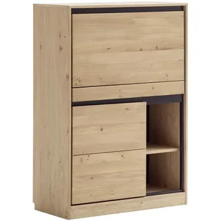 Linea Natura Sekretär , Eiche Bianco , Holz, Holzwerkstoff , Asteiche , furniert, massiv , rechteckig , Sockel , 86x123x40 cm , Stauraum , Büromöbel, Büromöbel-Sets & -Serien, Büromöbelserien