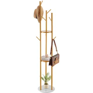 VEVOR Garderobenständer 340x340x1700 mm, Kleiderständer mit Quarzsteinsockel & 9 Haken, Jackenständer Baumform für Eingangsbereich, Büro, Wohnzimmer, Kleiderbügel für Mantel, Hut, Schal, Tasche
