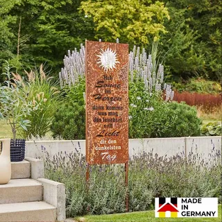 HOME DELUXE - Rost Gartenstecker - SUNLIGHT, Maße: 190 x 43 x 9 cm I Gartendeko Gartenrost Rostschild - Braun