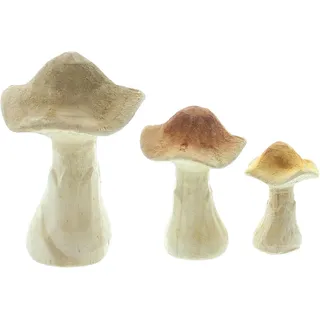 FRANK FLECHTWAREN Pilz Natural, 3er Set, Holz Maße: Höhe 7 cm, 10 cm, 14 cm, vielseitige Deko sowohl für das eigene Interieur als auch als Geschenk.